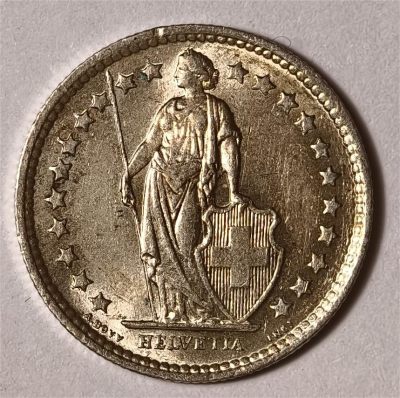 紫瑗钱币——第340期拍卖 - 瑞士 1962年B 赫尔维蒂女神 1/2法郎 2.5克 0.835银 UNC