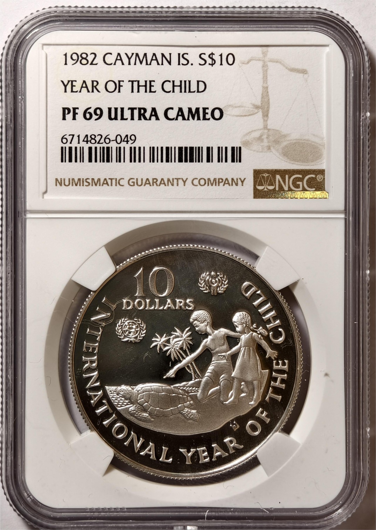 紫瑗钱币——第354期拍卖 开曼群岛 1982年 国际儿童年 10元 银币 NGC PR69 UC