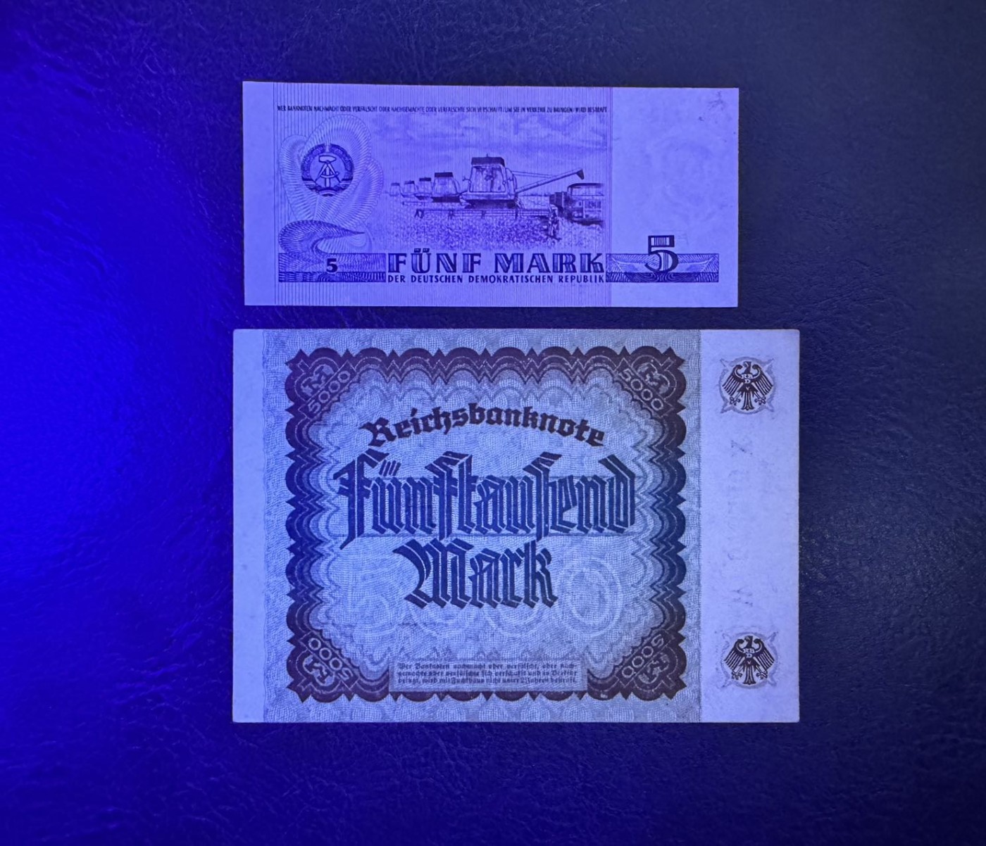 收藏联盟Quantum Auction 第339期拍卖  德国1971年5马克和1922年5000马克 品相UNC- 黄斑