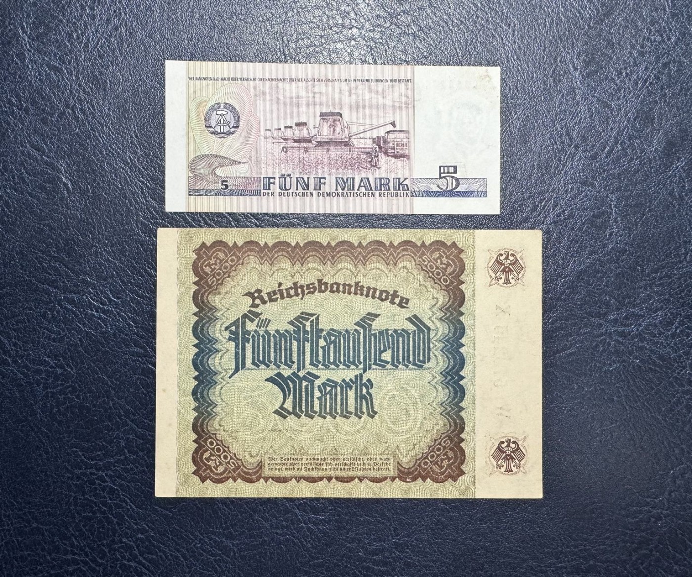 收藏联盟Quantum Auction 第339期拍卖  德国1971年5马克和1922年5000马克 品相UNC- 黄斑