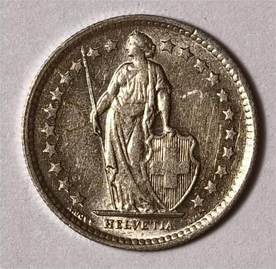 紫瑗钱币——第340期拍卖 - 瑞士 1963年B 赫尔维蒂女神 1/2法郎 2.5克 0.835银 UNC