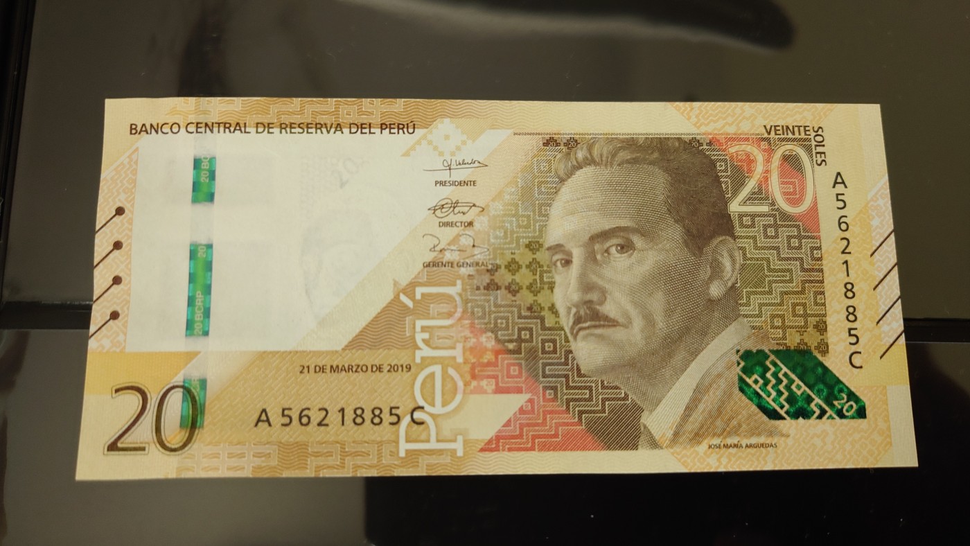 【世界钱币】精选微拍第101期暨2024年第12期  部分卖剩的新品裸钞评级币展销 2019年秘鲁20比索 全新绝品无47尾号885