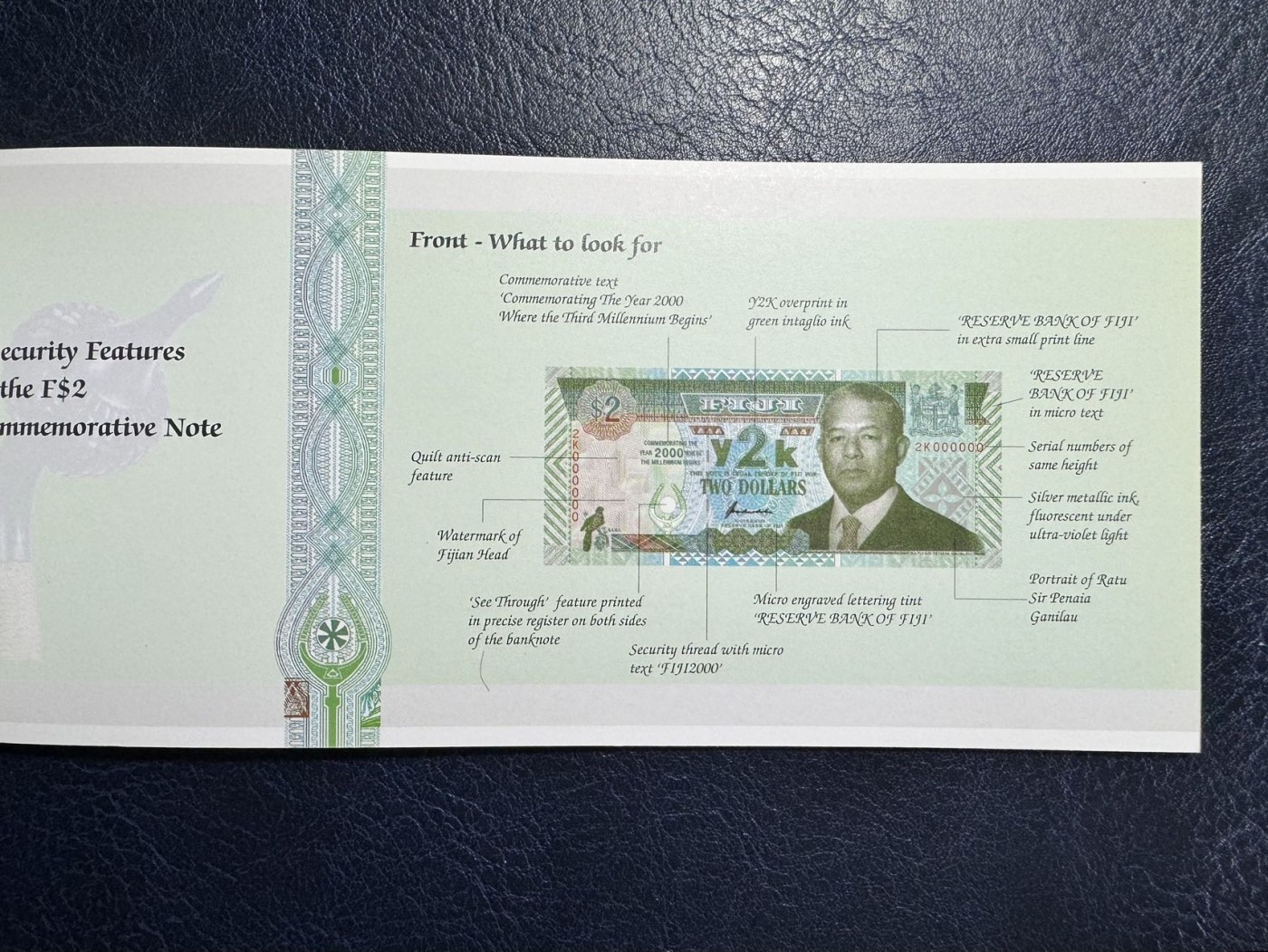 收藏联盟Quantum Auction 第339期拍卖  斐济2000年2元千禧年纪念钞 品相全新UNC 带原册