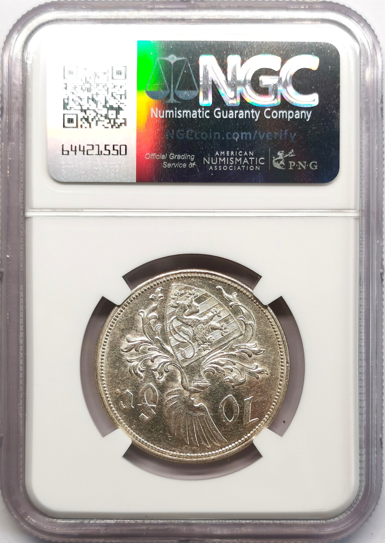 凡希社世界钱币微拍第二百六十六期 1929卢森堡夏洛特女大公10Fr银币NGC-AU55