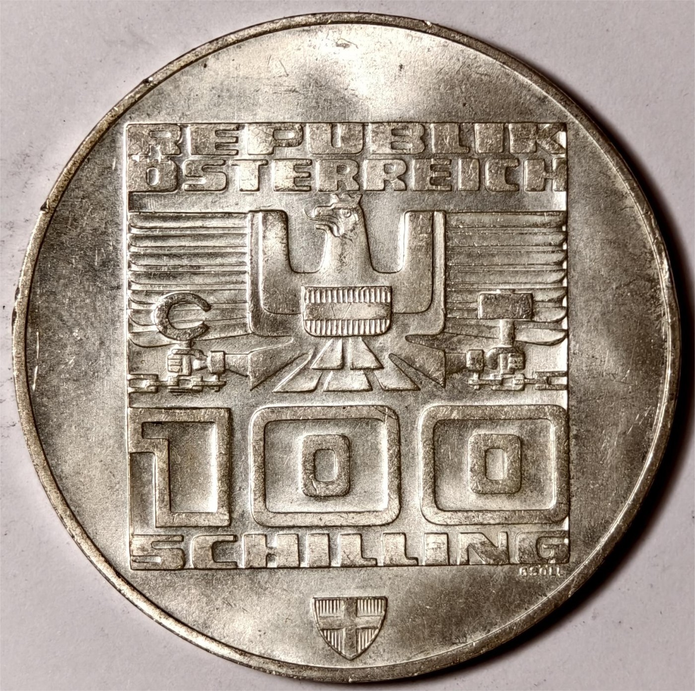 紫瑗钱币——第374期拍卖 奥地利 1976年 因斯布鲁克冬奥运 主会场 100先令 24克 0.64银 UNC