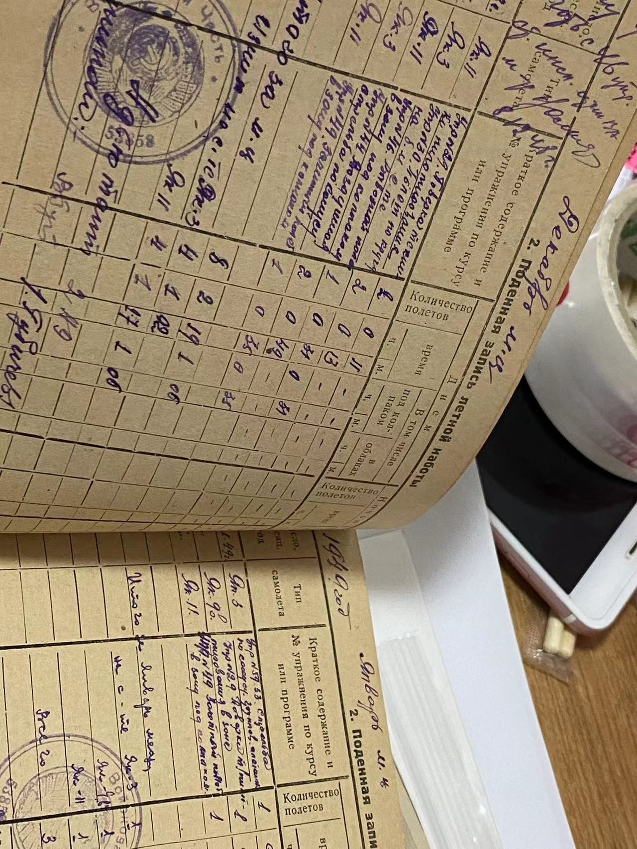 苏联勋章奖章4月16日拍卖第九期4月20日晚上九点结束 苏联飞行员的飞行记录本 飞了很多机型 可以自己研究 照片是一起来的 还有报纸 一共一百五十多页 有内容的也很多 很有研究价值 最后还有那种黑色的留印
