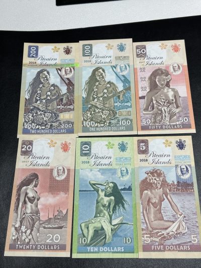 《外钞收藏家》第三百六十一期（连拍第二场） - 皮特凯恩群岛5-200面额 六张一起 全新UNC 非7张全套