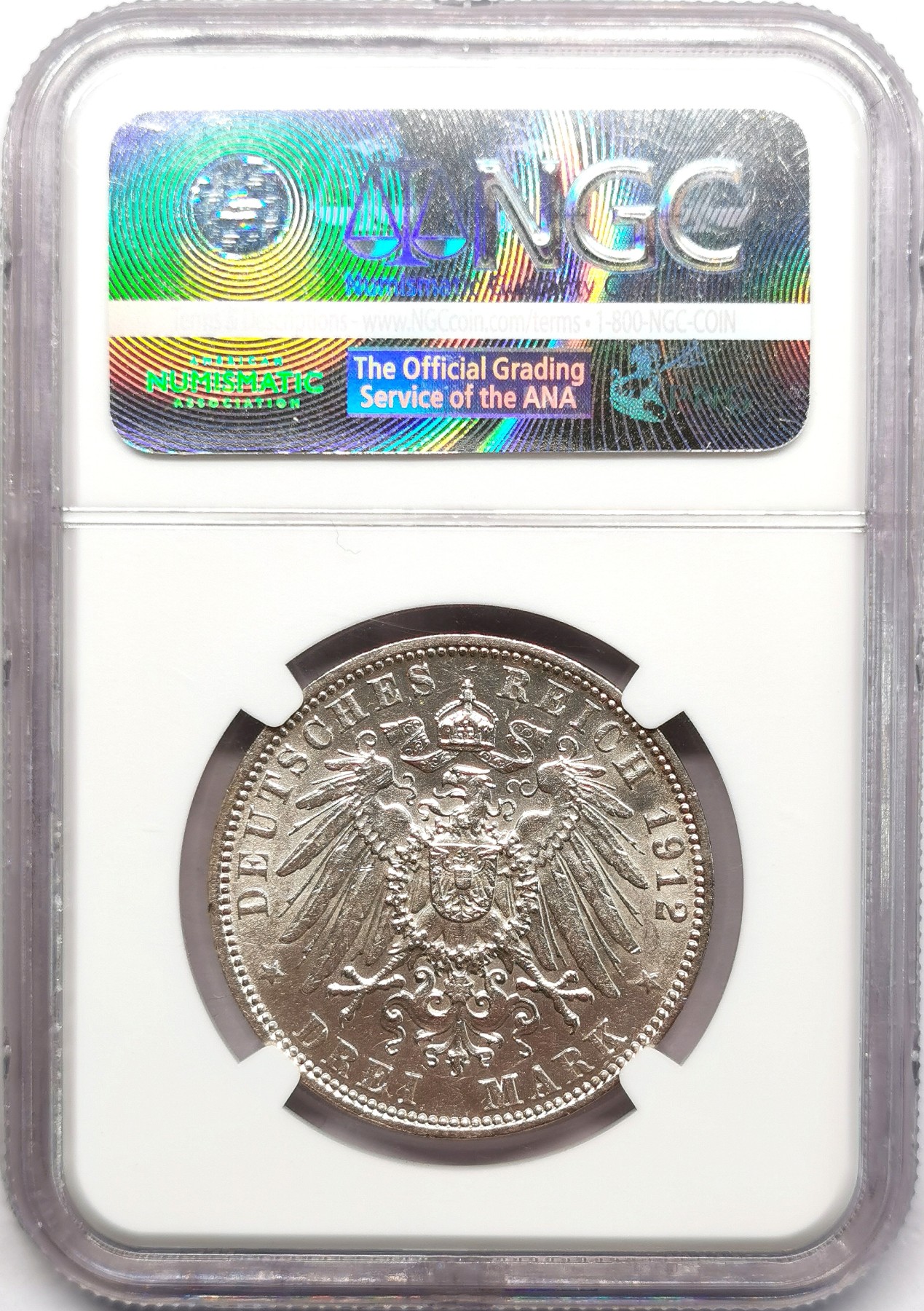 凡希社世界钱币微拍第二百六十六期 1912J汉堡3马克NGC-MS63