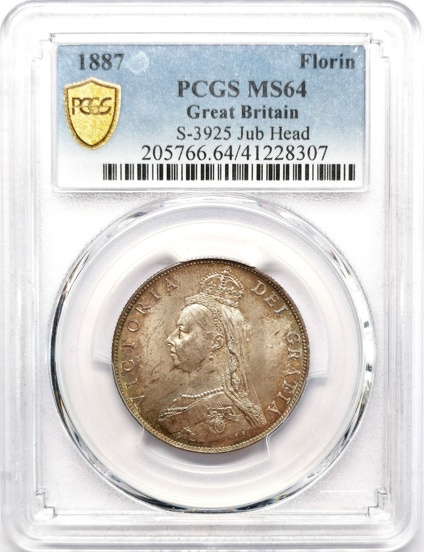 凡希社世界钱币微拍第二百六十六期 1887英国老维高冠佛罗林银币PCGS-MS64