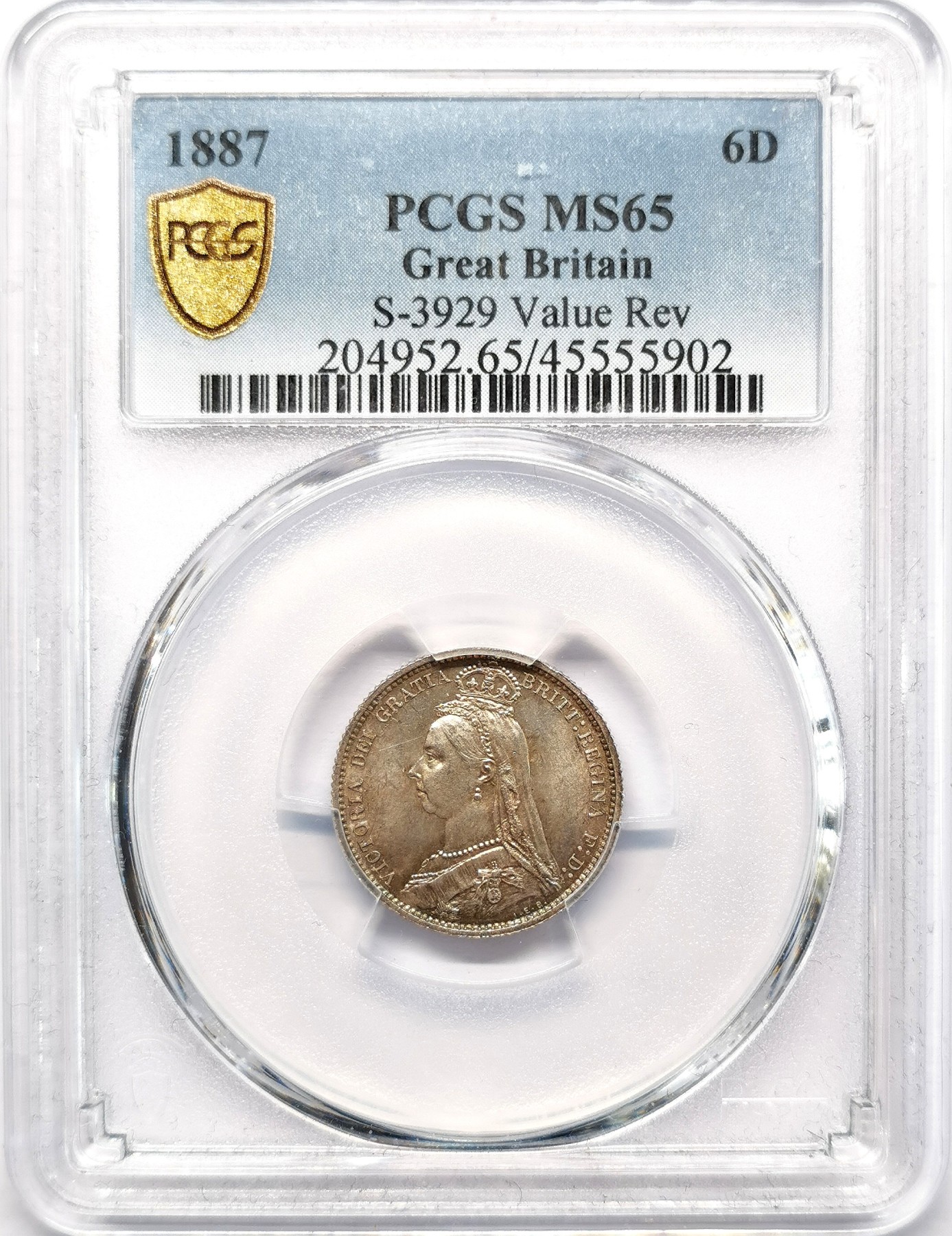 凡希社世界钱币微拍第二百六十六期 1887英国老维高冠6便士PCGS-MS65