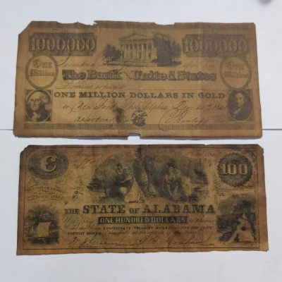 各国外币第34期 - 美国老版美元两张 有张大面值100万