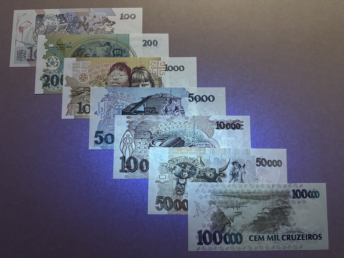 《张总收藏》146期-外币精品荟萃 巴西100-100000克鲁塞罗7张 UNC 1990-1993年版
