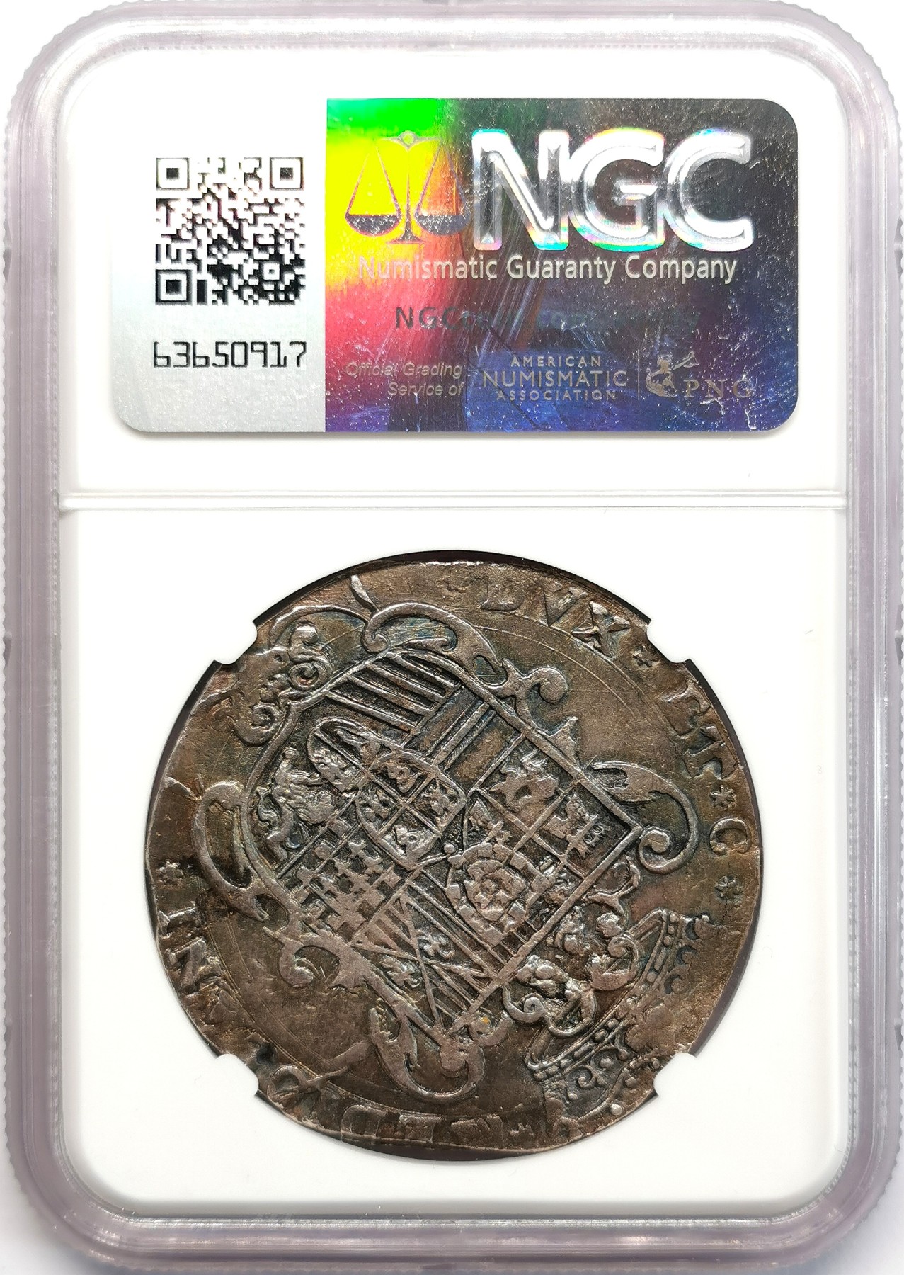 凡希社世界钱币微拍第二百六十六期 1666西属米兰查理二世与安娜玛丽FILIPPO大银NGC-XFD，稀见品种，一年型！