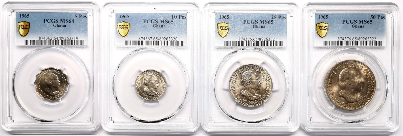 凡希社世界钱币微拍第二百六十六期 1965加纳MINT SET四枚套PCGS-MS64/65