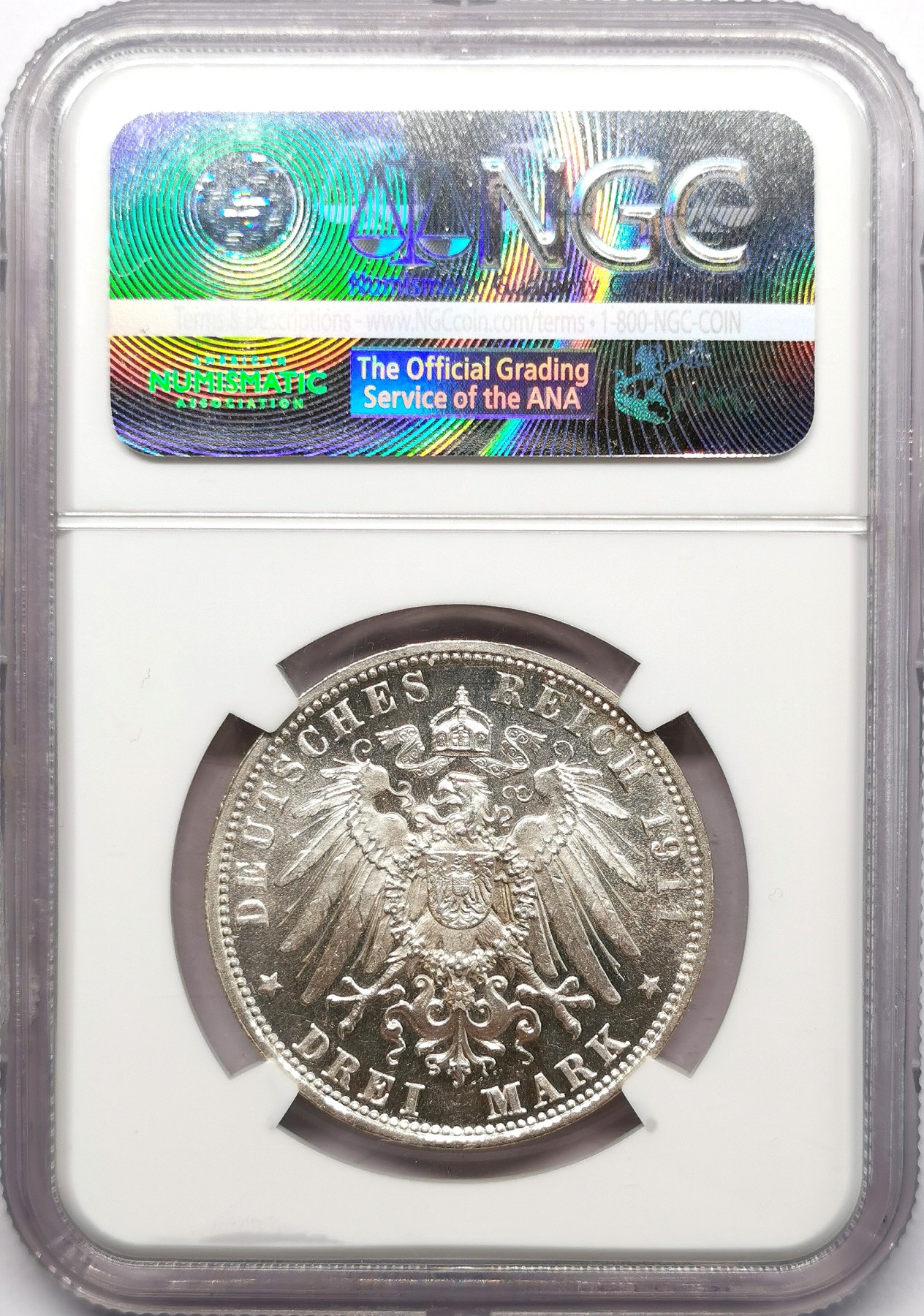 凡希社世界钱币微拍第二百六十六期 1911D巴伐利亚3马克纪念银币NGC-MS63