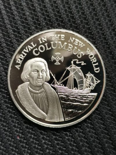 道一币馆币章第五十六场 - 牙买加1990年哥伦布探索新世界500周年10元精制银币 