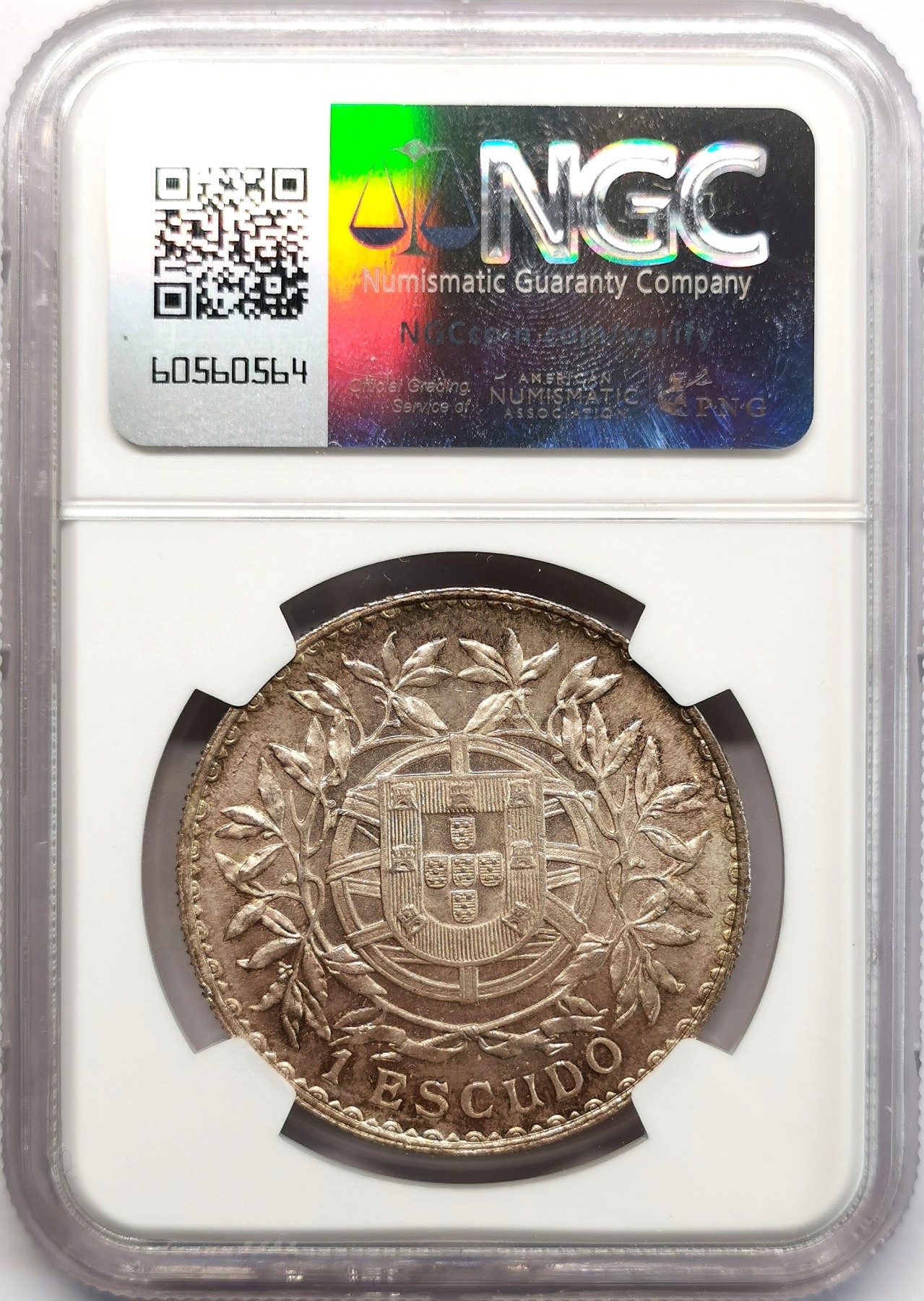凡希社世界钱币微拍第二百六十六期 1916葡萄牙共和国女神escudo大银NGC-MS62，首版流通主币！