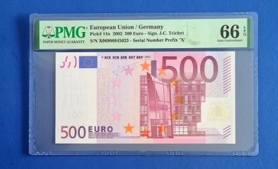 欧盟纸币 2002版 500欧元纸币 二签X冠德国版 PMG评级66分 - 欧盟纸币 2002版 500欧元纸币 二签X冠德国版 PMG评级66分