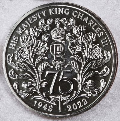 S&S Numismatic世界钱币-拍卖 第124期  - 英国2023年 查尔斯三世国王75岁生日 5英镑纪念币 BU级别