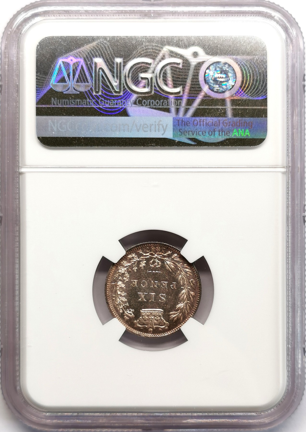 凡希社世界钱币微拍第二百六十六期 1887英国小维青年头像6便士NGC-MS62