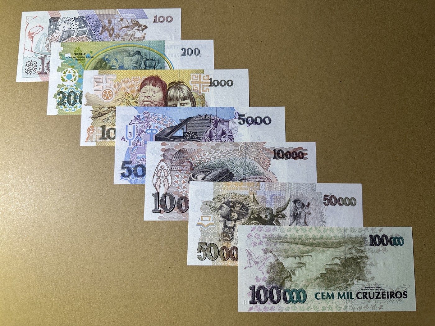 《张总收藏》146期-外币精品荟萃 巴西100-100000克鲁塞罗7张 UNC 1990-1993年版