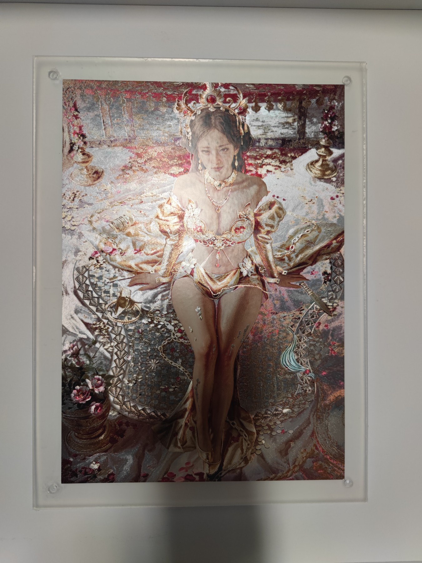 妖精的尾巴卡牌拍卖第十五期(收拍品) 燎原卡牌彫仙铁扇公主A4粗闪大卡，编:020/300，带亚克力展示板