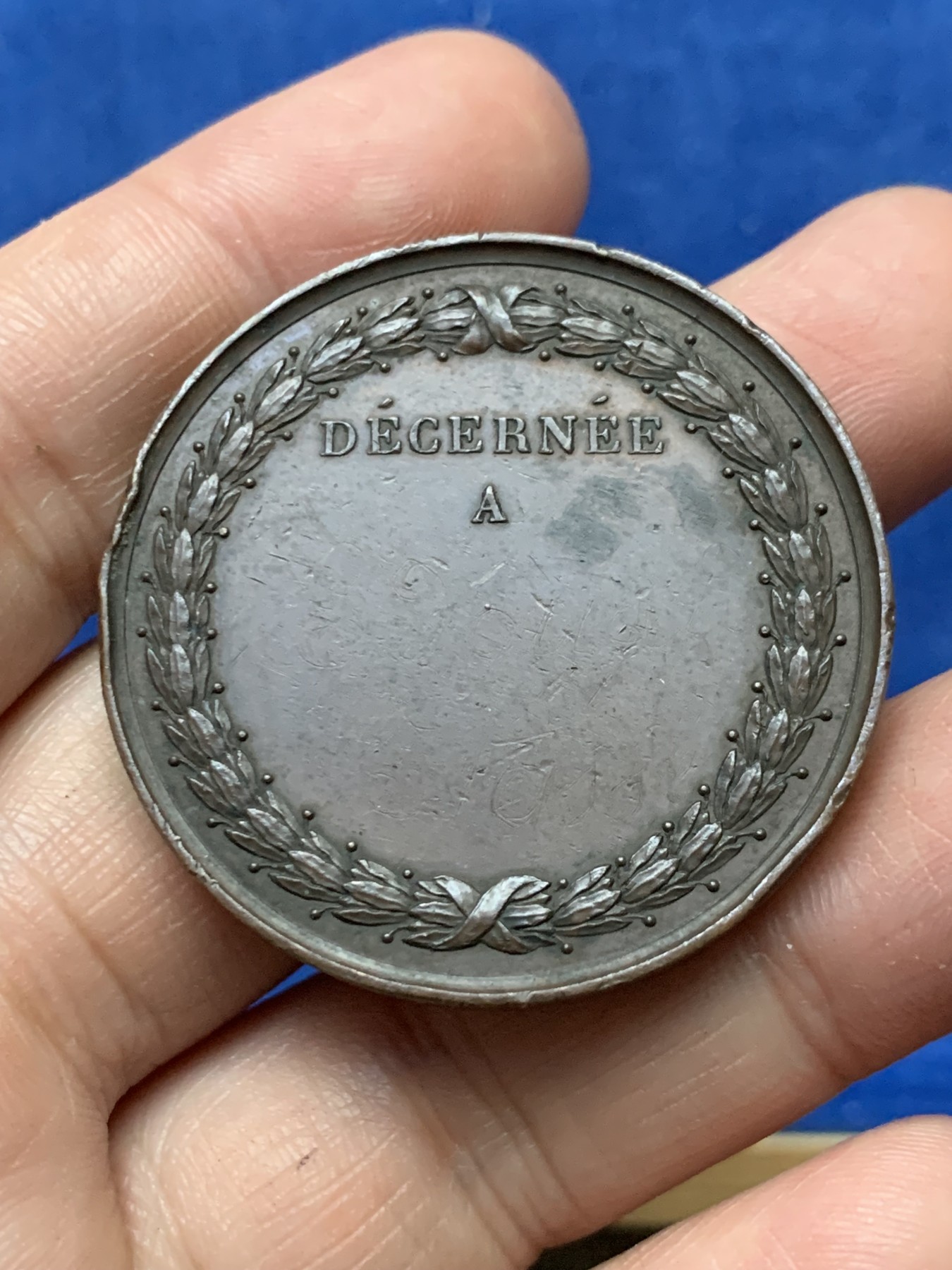 《竞宝斋》第262场-周日，周一，周二 3场连拍 (全场包邮) 法国学院和学术团体铜质奖章，密涅瓦与墨丘利，高浮雕，37.61g，40.8mm，早期无边铭