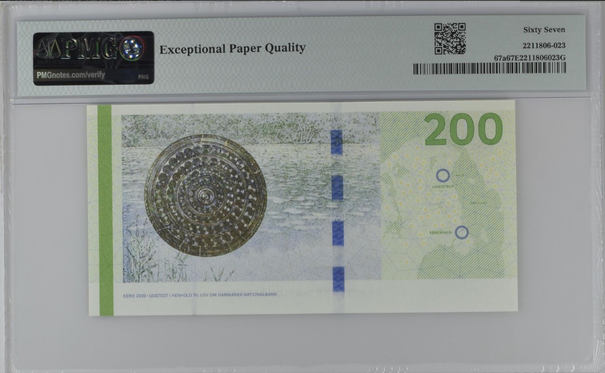 《张总收藏》147期-外币精品云集 丹麦2010年稀少首发A0冠200克朗PMG67E亚军分超小十位50号