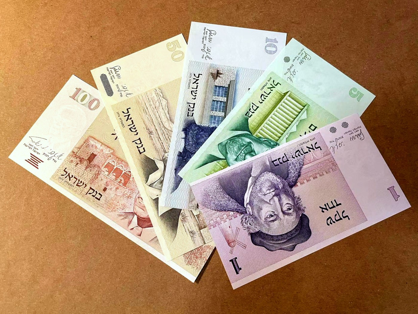 【Blue Auction】✨世界纸币精拍第464期【精】 【一组5张】以色列 1-100谢克尔 全新UNC