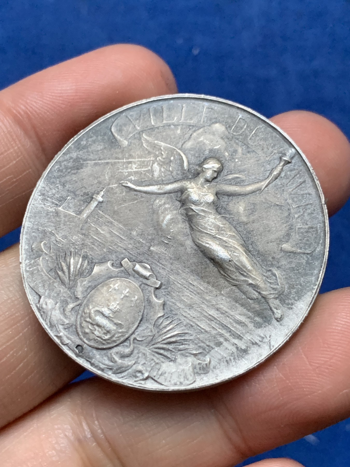 《竞宝斋》第262场-周日，周一，周二 3场连拍 (全场包邮) 法国勒阿弗尔市银质奖章，32.73g，41mm，边铭：菱形+argent