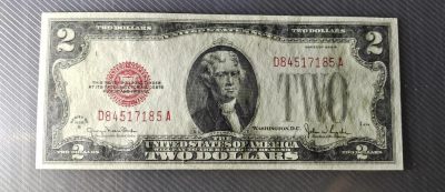 Unc 美国纸币 1928年G版  2美金纸币 红印 美国2元纸币 - Unc 美国纸币 1928年G版  2美金纸币 红印 美国2元纸币
