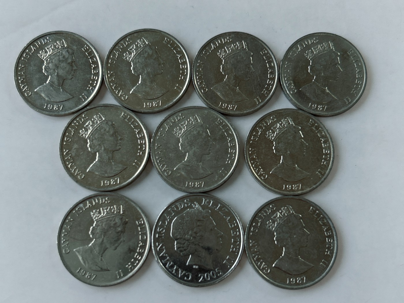 第一海外回流一元起拍收藏 散币专场 第82期 开曼群岛25分10枚 伊丽莎白二世高冠版 双桅帆船