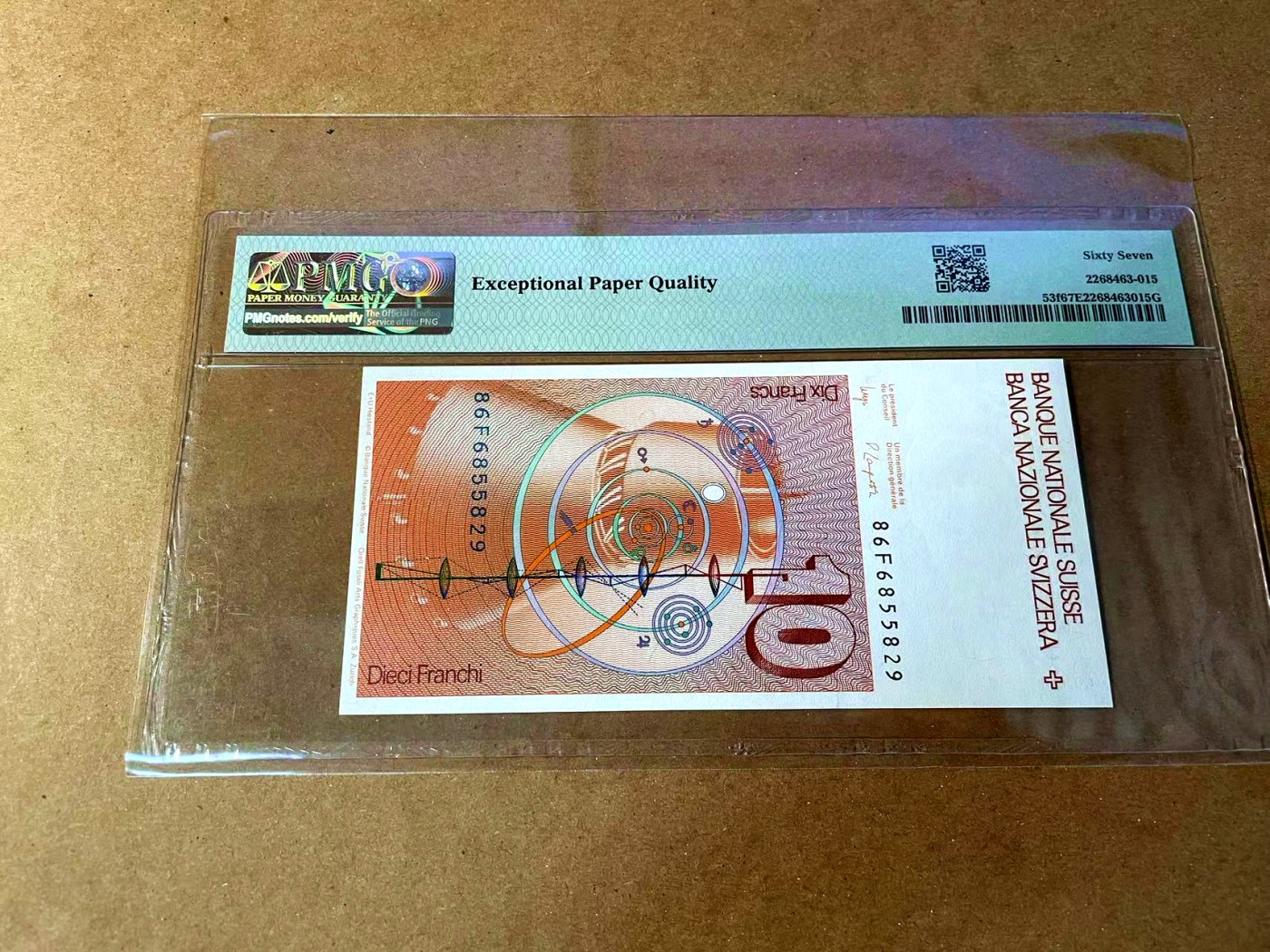 【Blue Auction】✨世界纸币精拍第464期【精】 【无47】瑞士 1986年10法郎 PMG67EPQ 高分