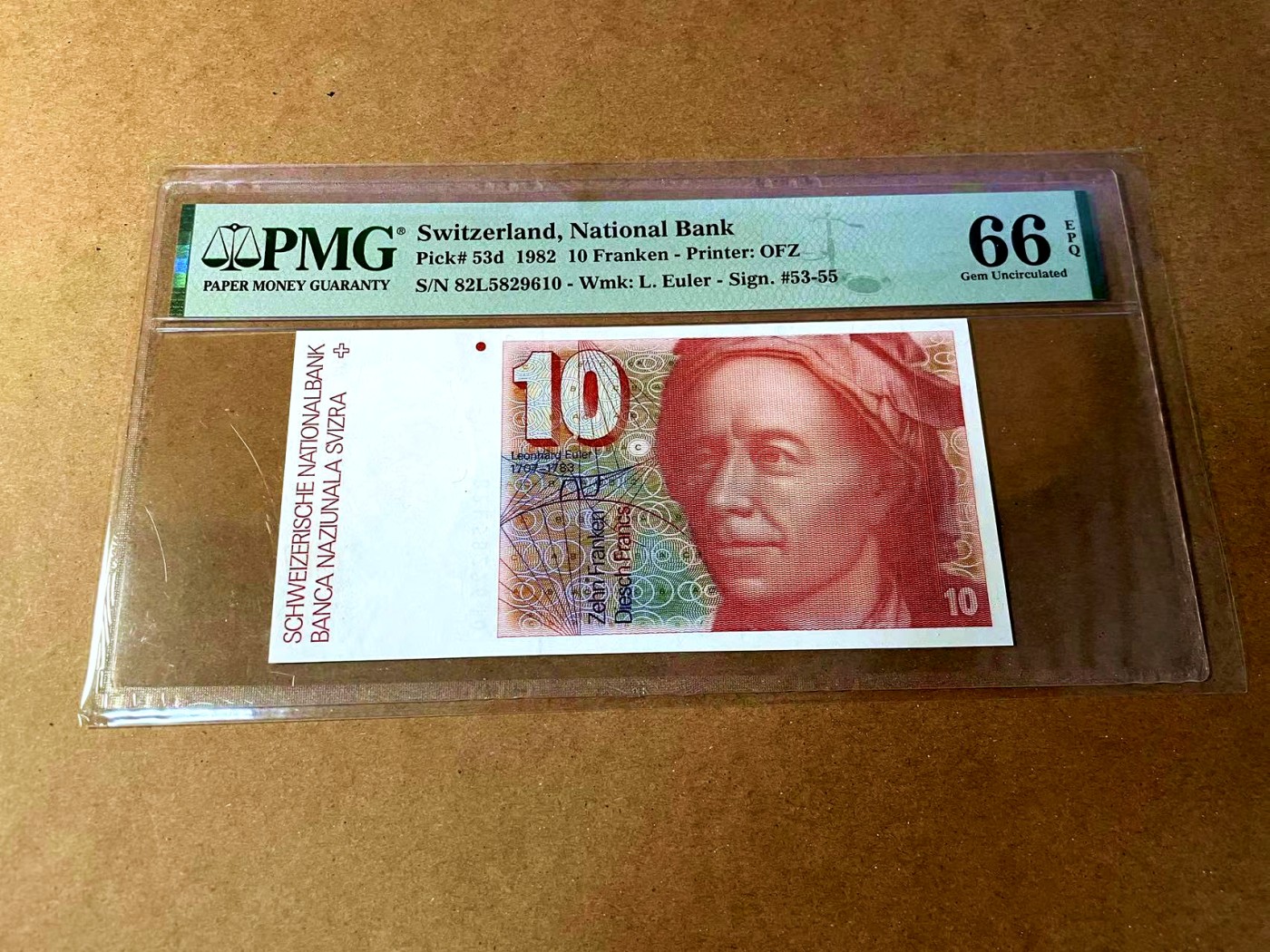 【Blue Auction】✨世界纸币精拍第464期【精】 【无47】瑞士 1982年10法郎 PMG66EPQ 