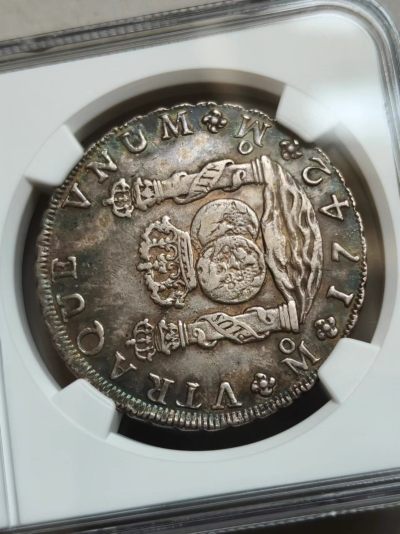 熊太乐钱币拍卖第2场 - NGC评级AU58好状态1742年墨西哥地球双柱银币