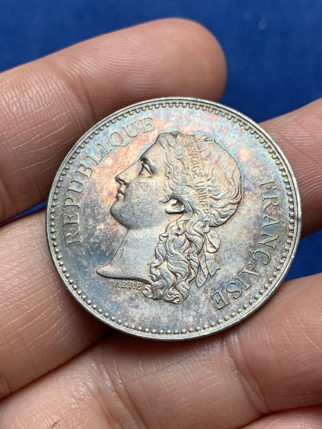 《竞宝斋》第262场-周日，周一，周二 3场连拍 (全场包邮) 法国国家制造业财务银质jeton，15.90g，33.8mm，丰饶角边铭