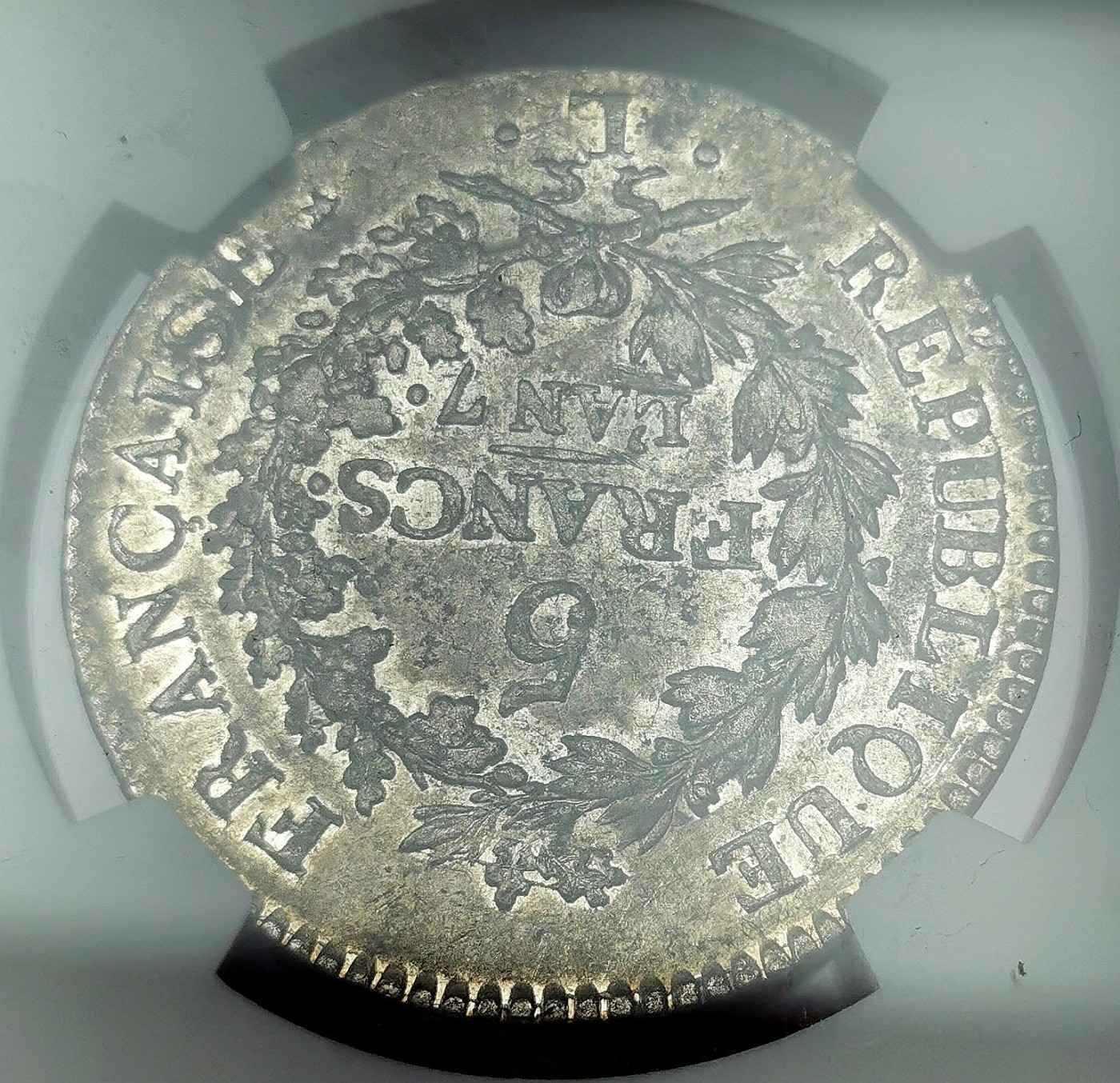 凡希社世界钱币微拍第二百六十六期 荐！LAN7法兰西第一共和国大力神5法郎NGC-AU50，黄光柔彩，N季军，实物状态极好，请参考视频！