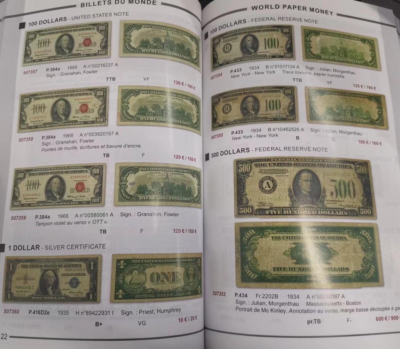 《张总收藏》146期-外币精品荟萃 (Live Auction法国cgb.fr印刷，原装进口9.5成新)法属纸币目录2024年4月最新版 非常专业
