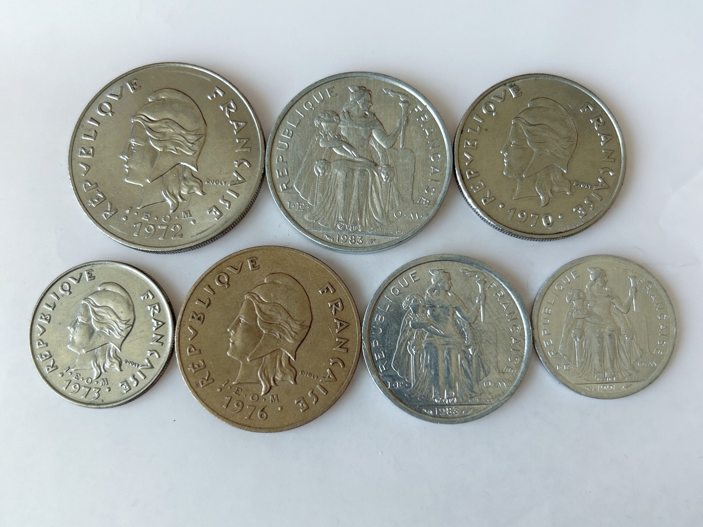 第一海外回流一元起拍收藏 散币专场 第82期 法属新喀里多尼亚1法郎-100法郎7枚