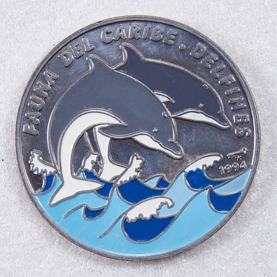 S&S Numismatic世界钱币-拍卖 第124期  - 古巴1994年 加勒比动物系列I–海豚 1比索彩色纪念币  发行量10000枚