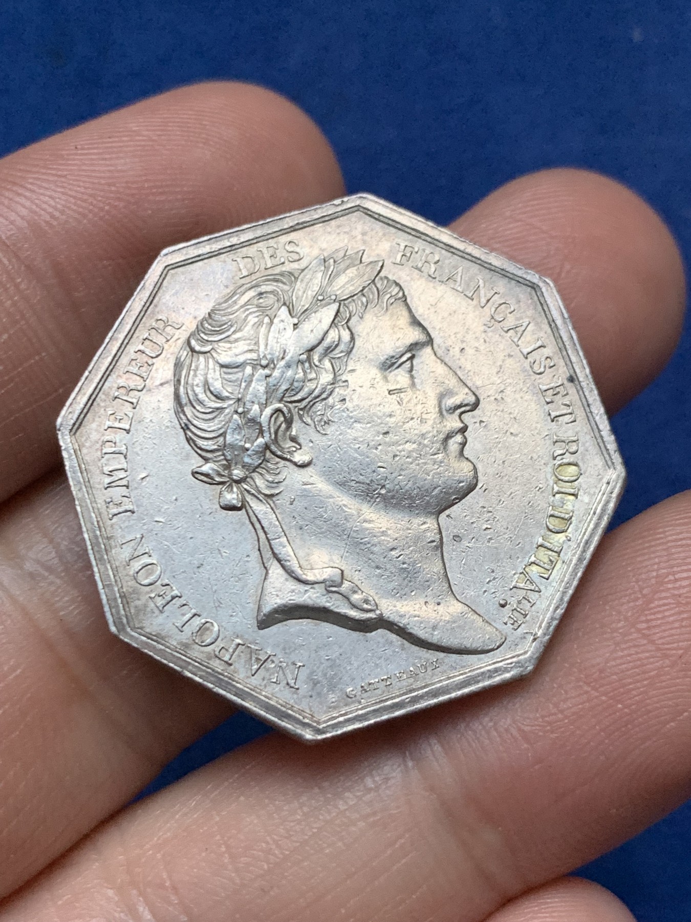 《竞宝斋》第262场-周日，周一，周二 3场连拍 (全场包邮) 法国1807年拿破仑波尔多商会八角银质jeton，15.66g，31.5mm，早期无边铭