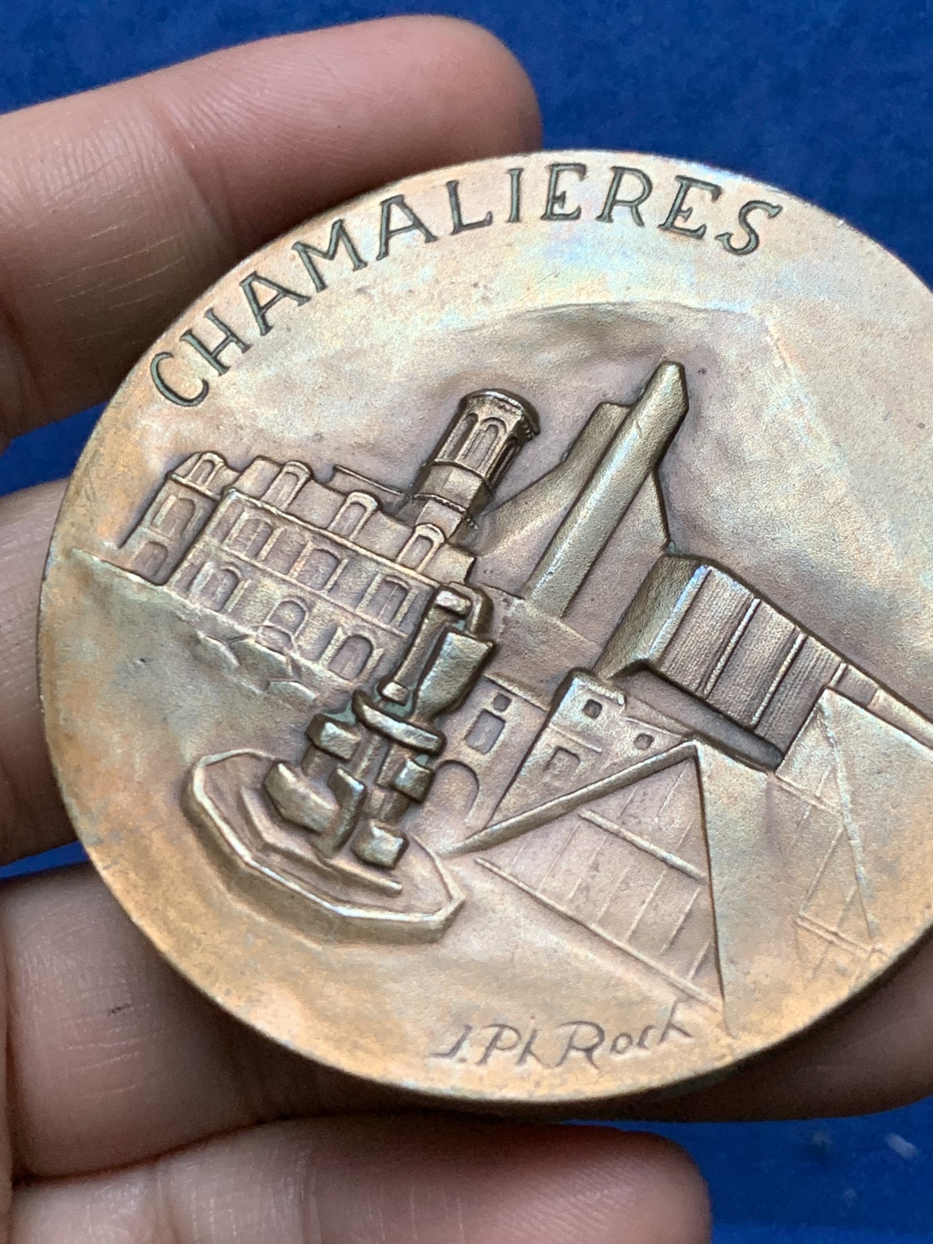 《竞宝斋》第262场-周日，周一，周二 3场连拍 (全场包邮) 法国沙马利埃市铜章，130.53g，59.7mm，三角铜标