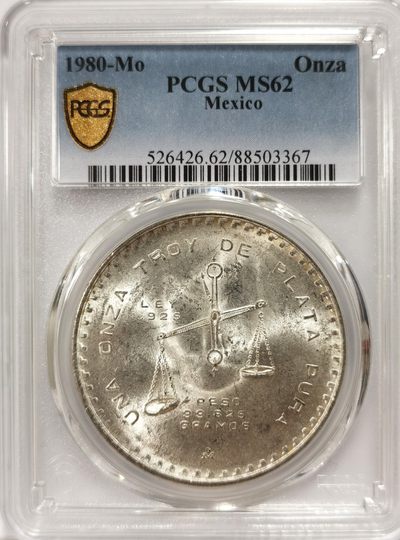 博洋堂世界钱币拍卖第147期（全场包邮） - PCGS MS62 墨西哥1980年天平铸币机一盎司大银币
