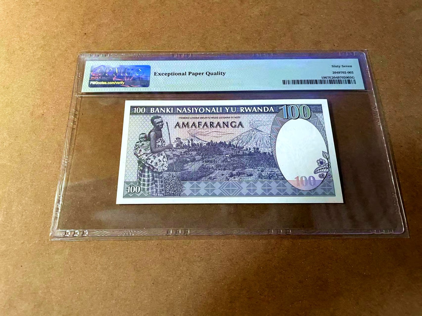 【Blue Auction】✨世界纸币精拍第464期【精】 【无47】卢旺达 1989年100法郎 PMG67EPQ 高分