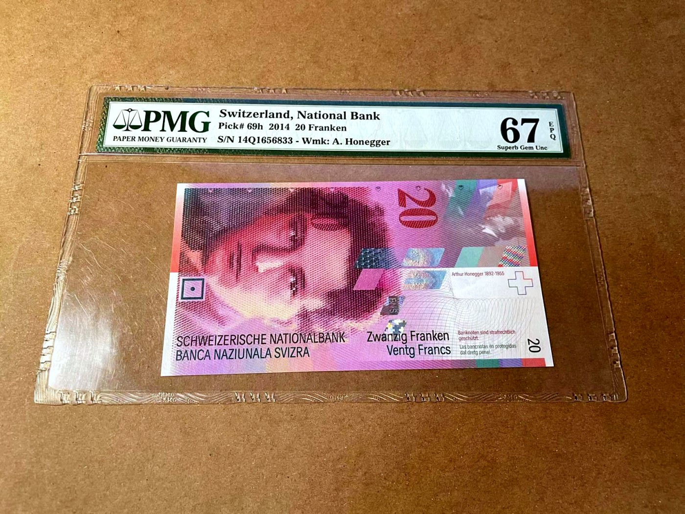 【Blue Auction】✨世界纸币精拍第464期【精】 【无47】瑞士 2014年20法郎 PMG67EPQ 高分