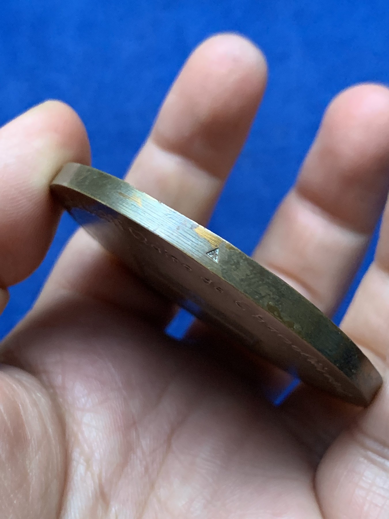 《竞宝斋》第262场-周日，周一，周二 3场连拍 (全场包邮) 法国沙马利埃市铜章，130.53g，59.7mm，三角铜标