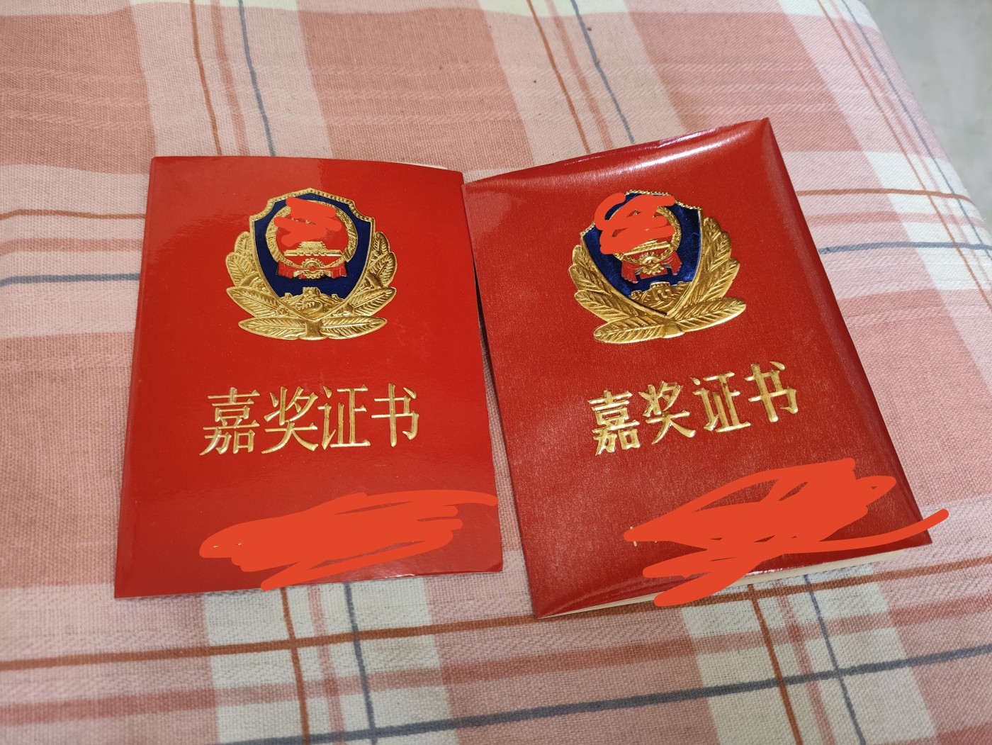 仁孝堂徽章红藏拍卖(第四场) 保安部嘉奖证书两本 一个人的