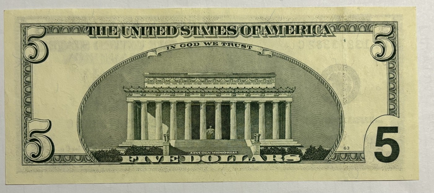 Chase Auction 第28期 - - 外钞、民国钞和人民币混合场！ 2001 5美元 大头版 联邦储备券 号码无4 