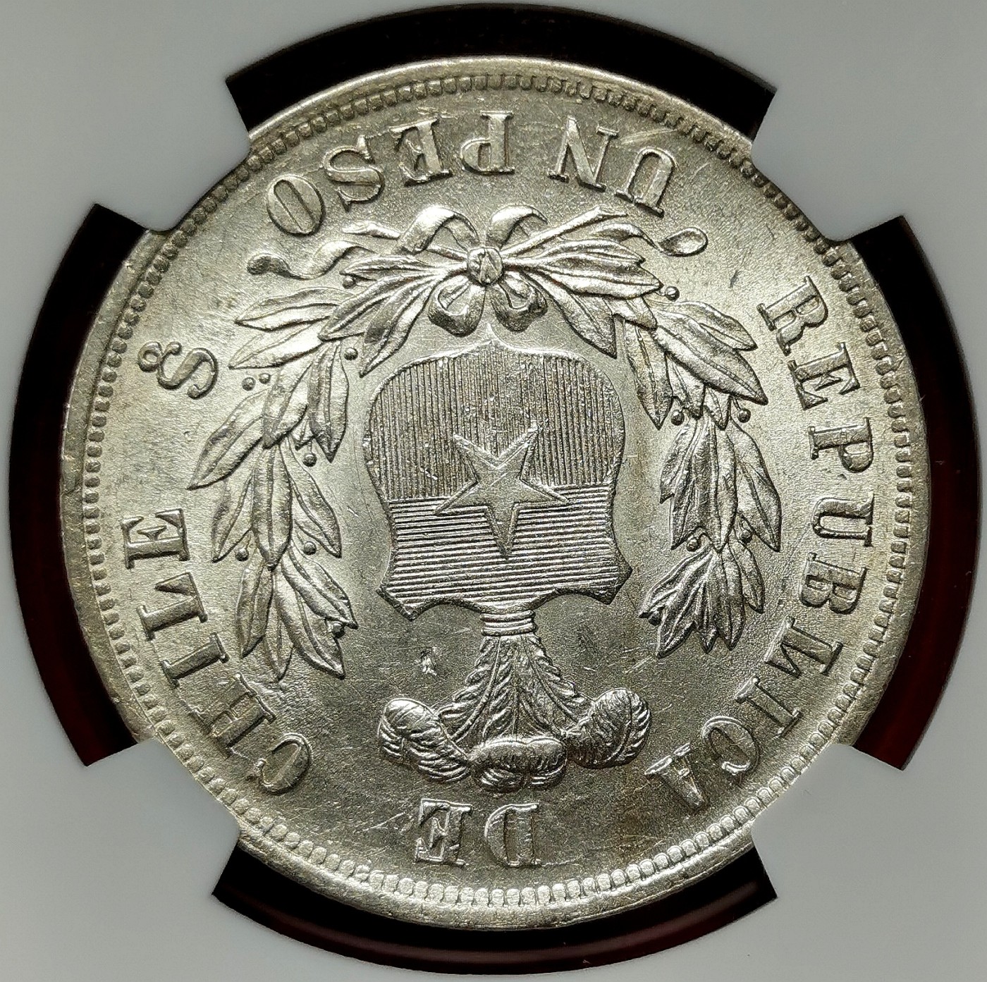 凡希社世界钱币微拍第二百六十六期 荐！1878SO智利鹰执盾徽比索大银NGC-MS63，原色银光收藏级！