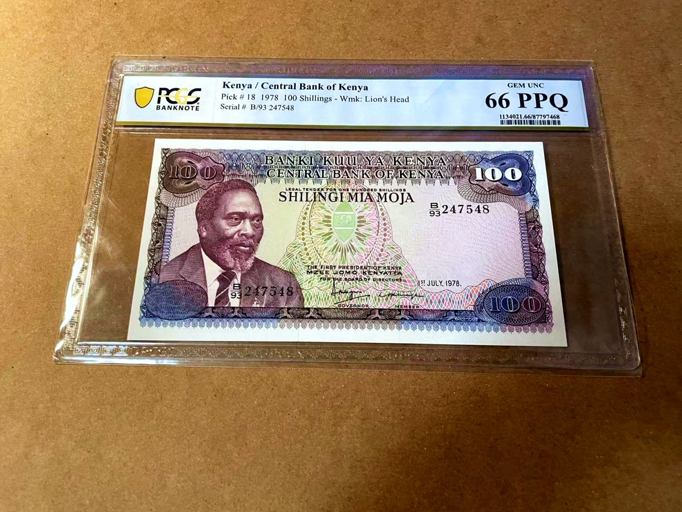 【Blue Auction】✨世界纸币精拍第464期【精】 肯尼亚 1978年100先令 PCGS66EPQ 